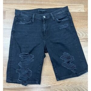 Flying Monkey Dark Black Denim Jean Shorts Distressed Women's Size 28